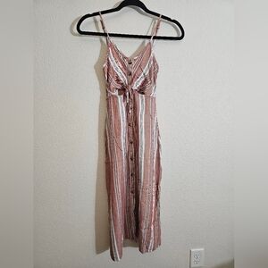 Mimi Chica Brown and White Striped Maxi Dress